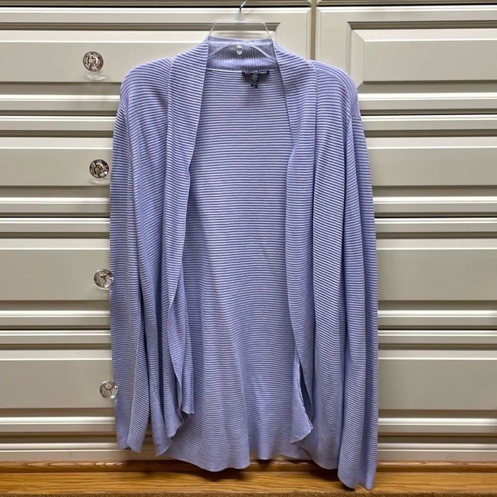 Lavender cowl neck Eileen Fisher cardigan